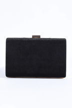 PLAIT VELVET STRUCTURED CLUTCH BLACK