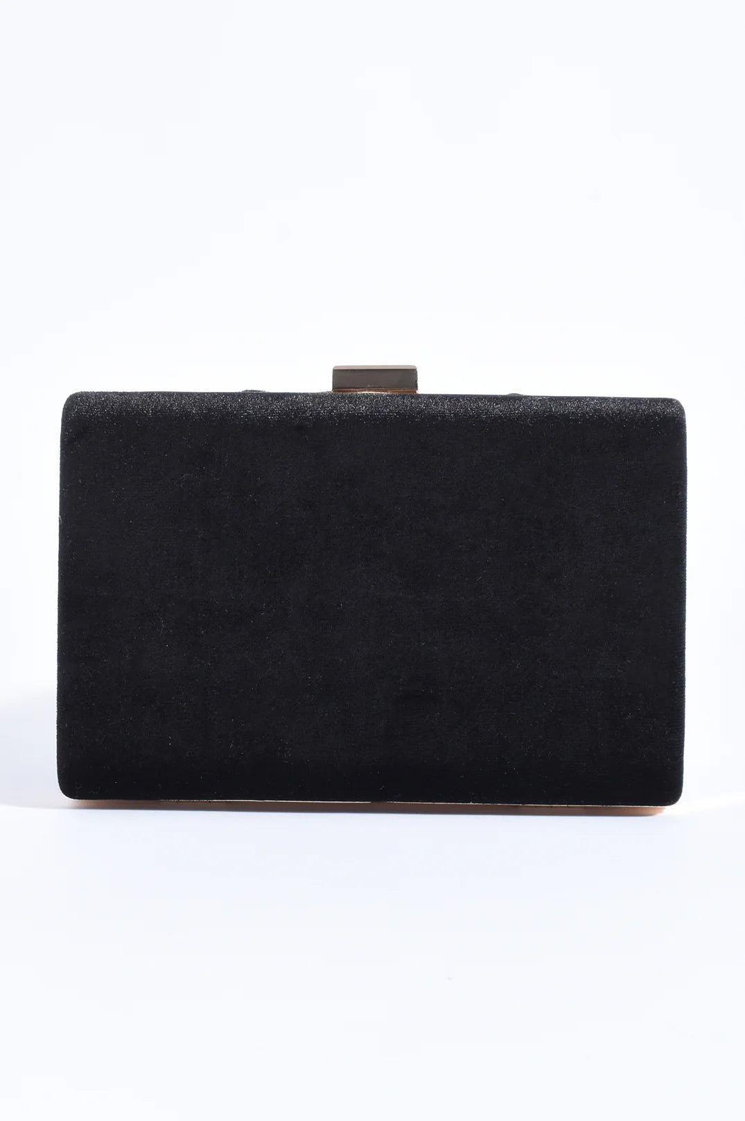 PLAIT VELVET STRUCTURED CLUTCH BLACK