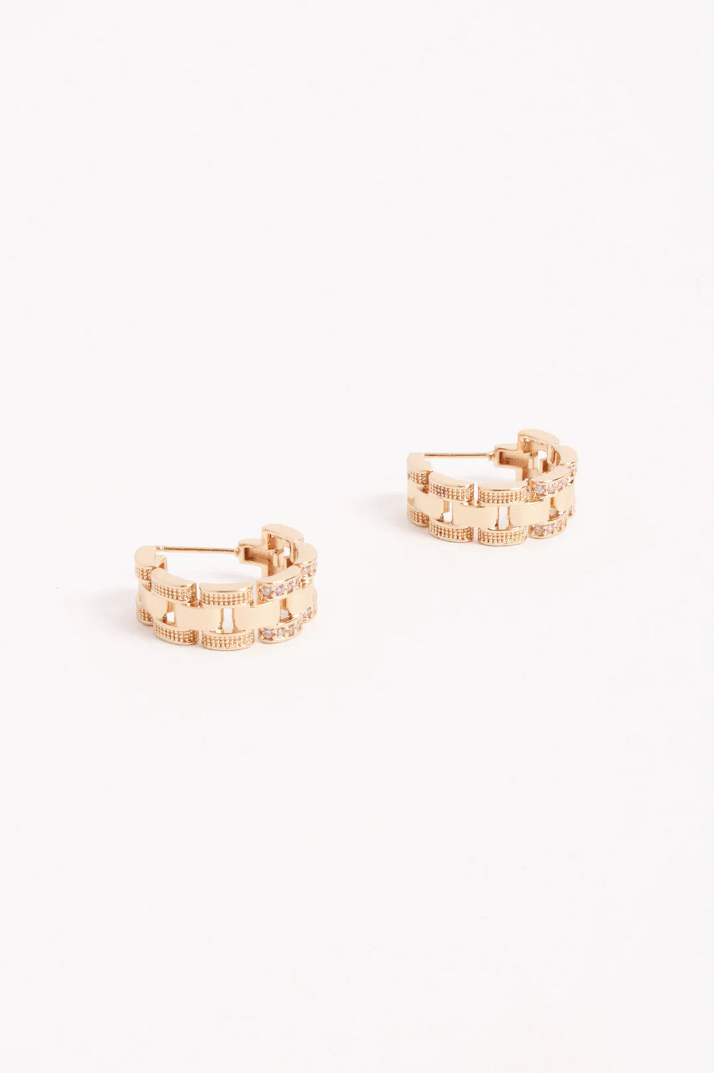 DIAMANTE CHAIN HOOP EARRINGS