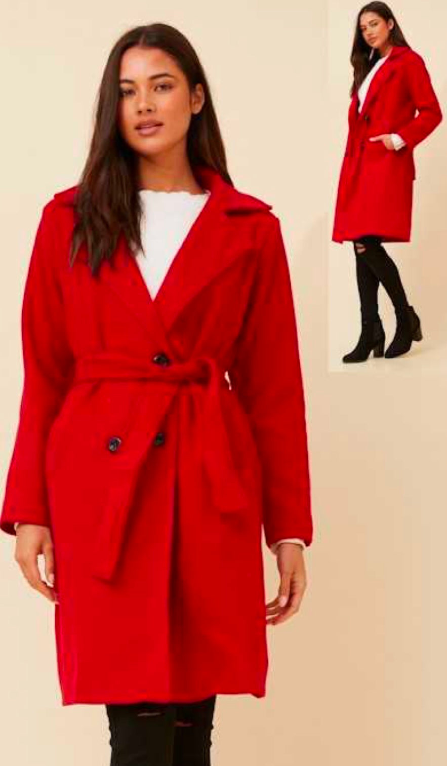 ITALIAN RED WOOL BLEND COAT