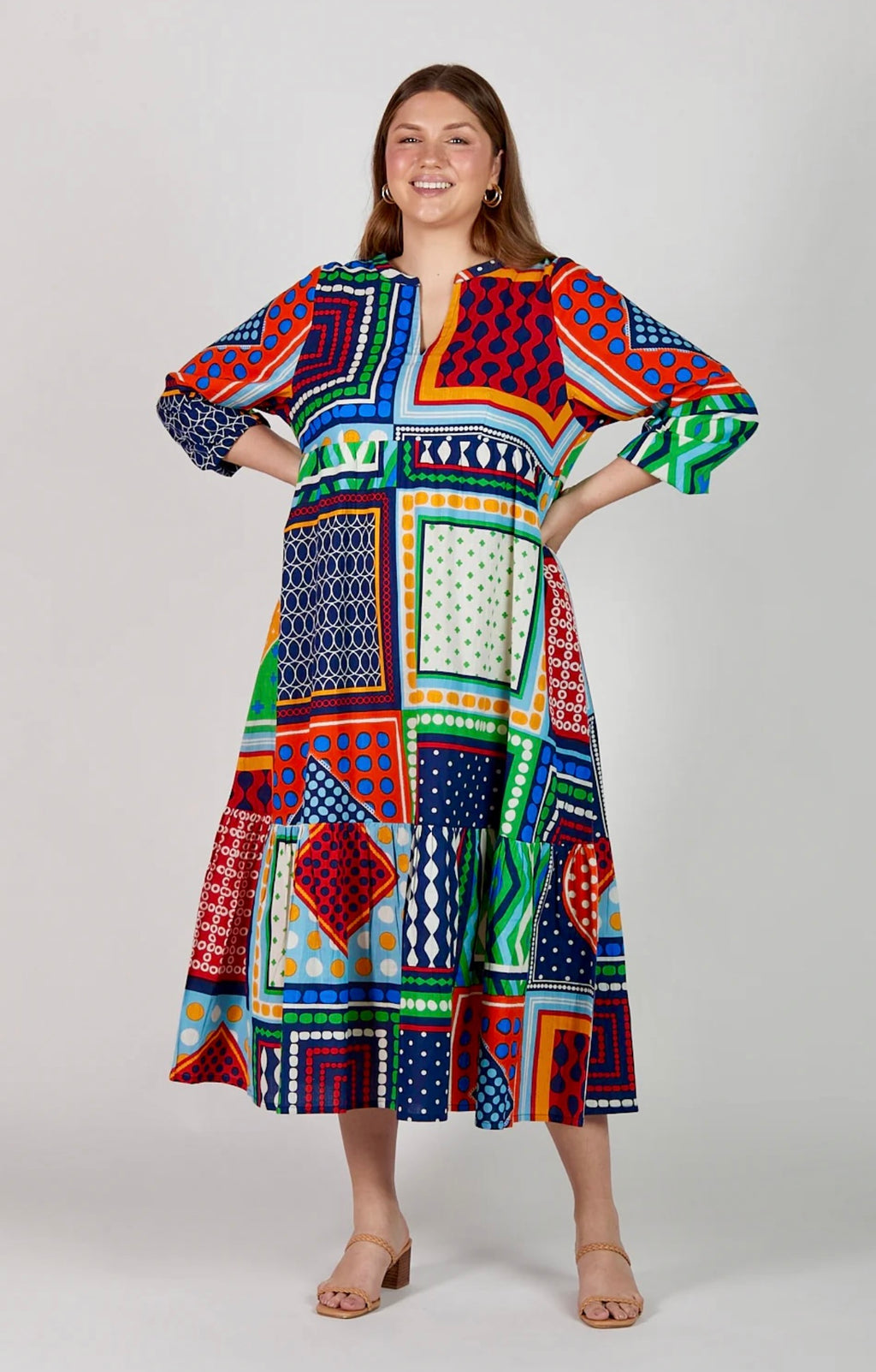 SANTORINI MOSAIC MIDI DRESS