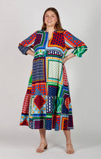 SANTORINI MOSAIC MIDI DRESS