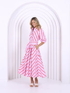 LIGHT PINK AND RED STRIPE DRESS