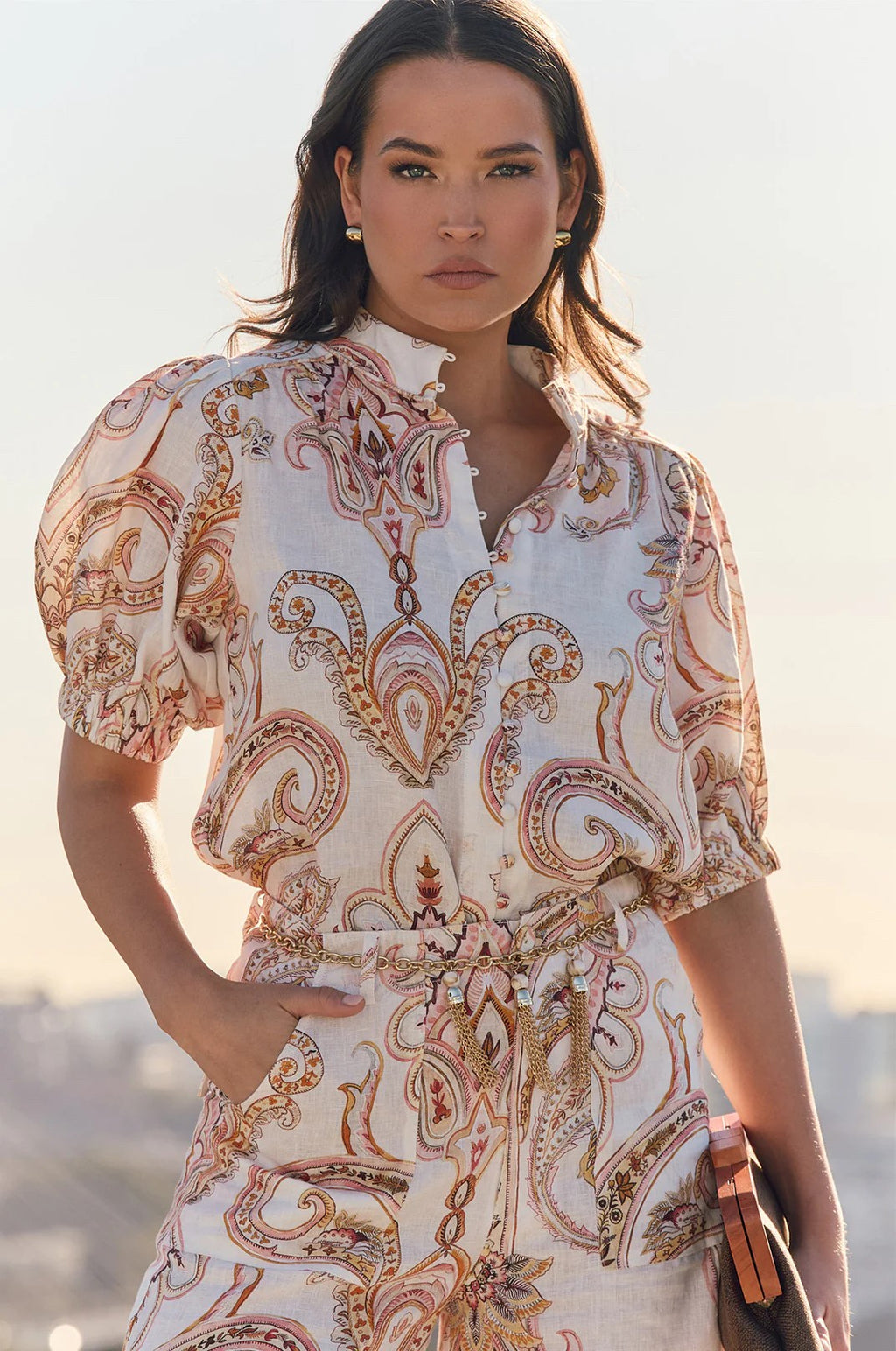 LILIAN SHORT SLEEVE LINEN TOP