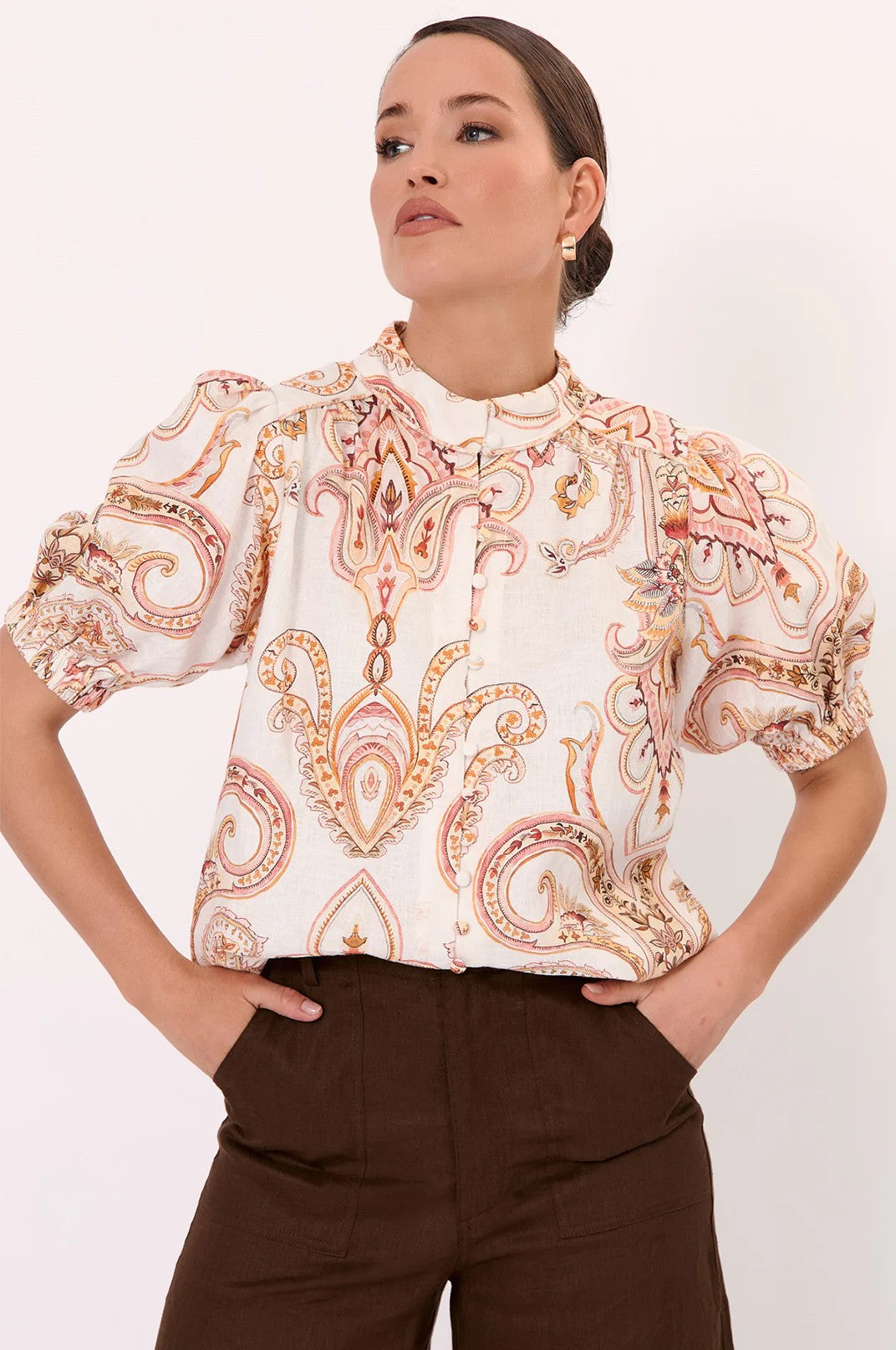 LILIAN SHORT SLEEVE LINEN TOP