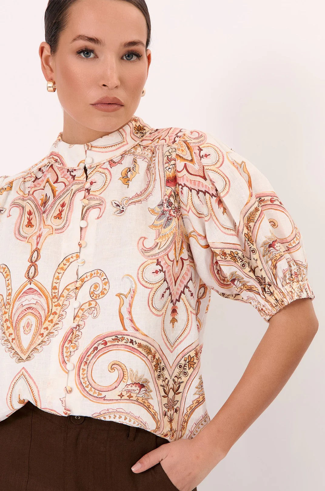 LILIAN SHORT SLEEVE LINEN TOP