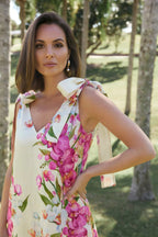 LINEN SHOULDER TIE DRESS EXCLUSIVE AUSTRALIAN DESIGN