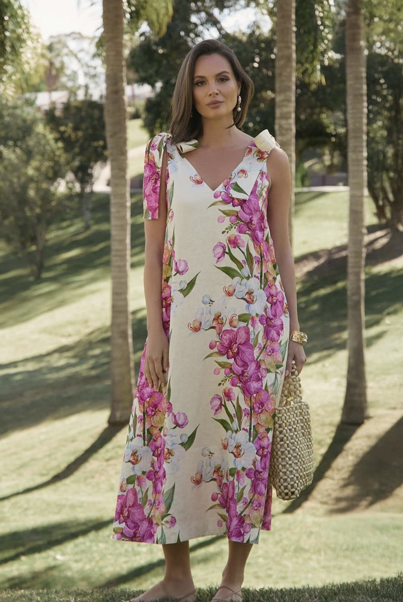 LINEN SHOULDER TIE DRESS EXCLUSIVE AUSTRALIAN DESIGN