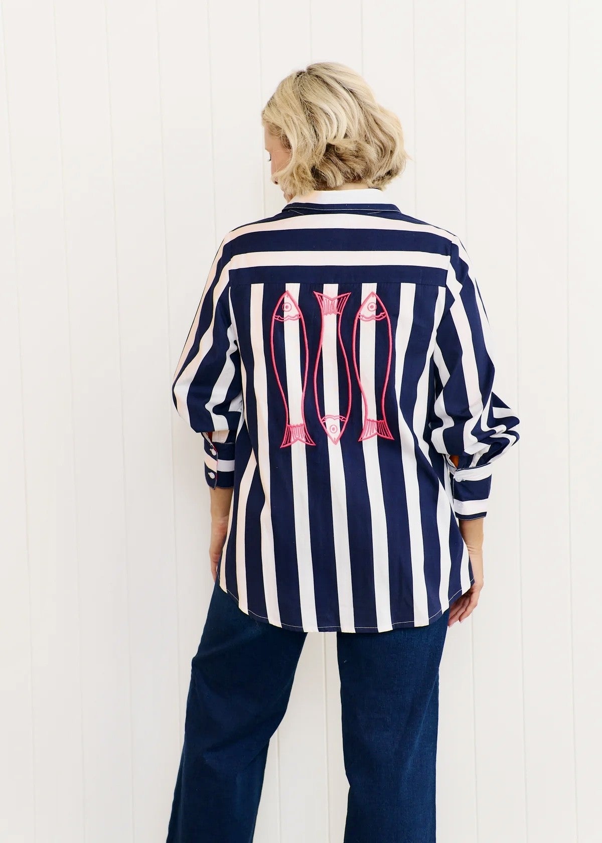 NAVY & WHITE SARDINIA SHIRT