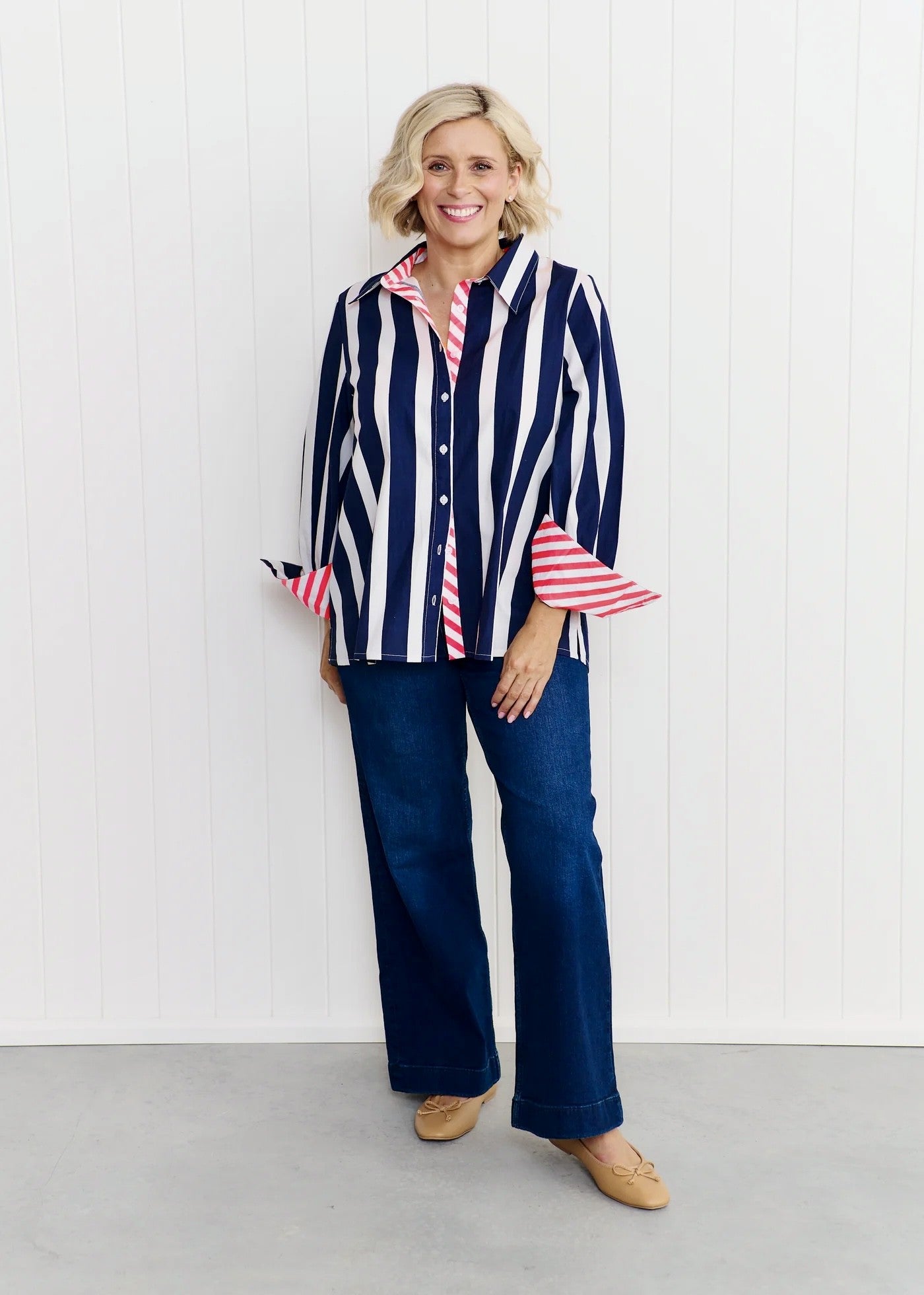 NAVY & WHITE SARDINIA SHIRT