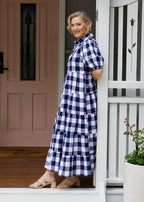 NAVY GINGHAM MAXI DRESS