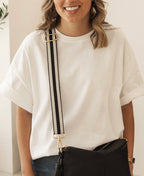 LOUENHIDE DAISY BLACK STRIPE CROSSBODY BAG