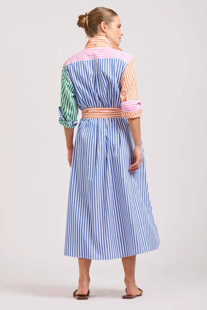 LUNA OVERSIZED LONG SHIRTDRESS BRIGHT STRIPE COMBO