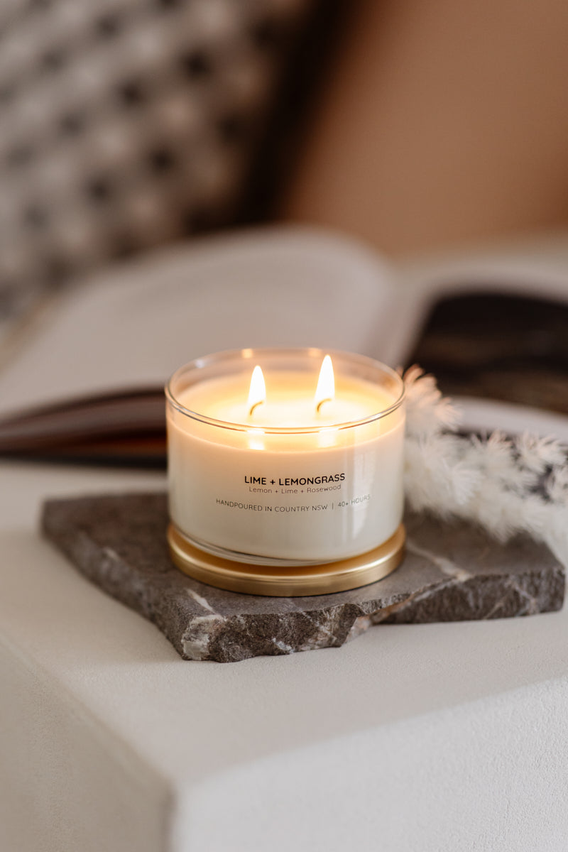 MEERABOO LIME AND LEMONGRASS GOLD LID SOY CANDLE