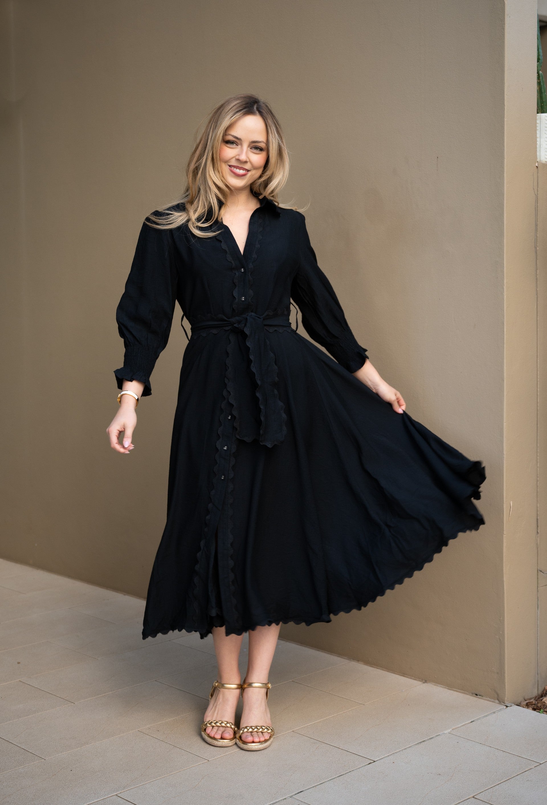 MIDI BLACK WITH BLACK RIC RAC