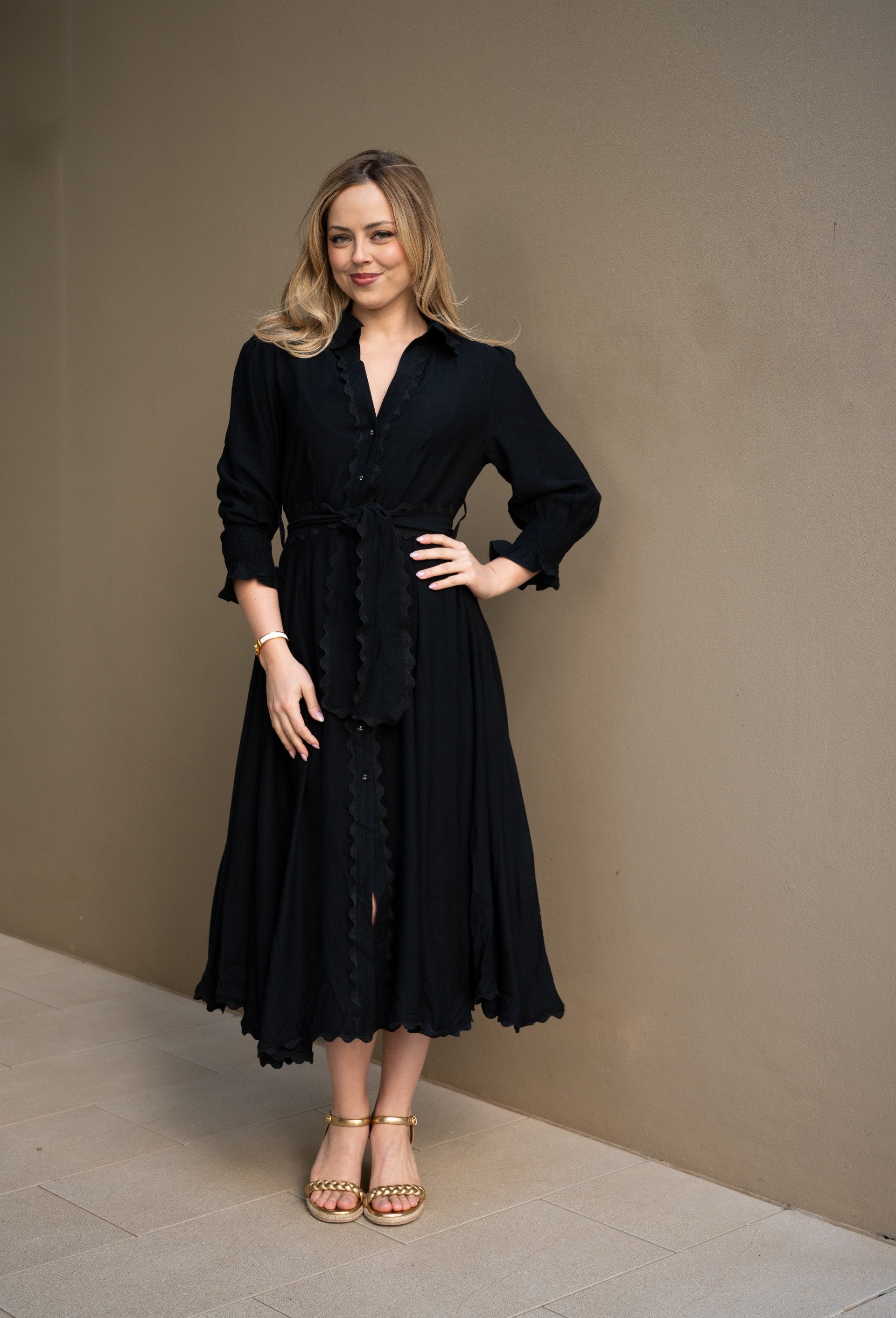 MIDI BLACK WITH BLACK RIC RAC