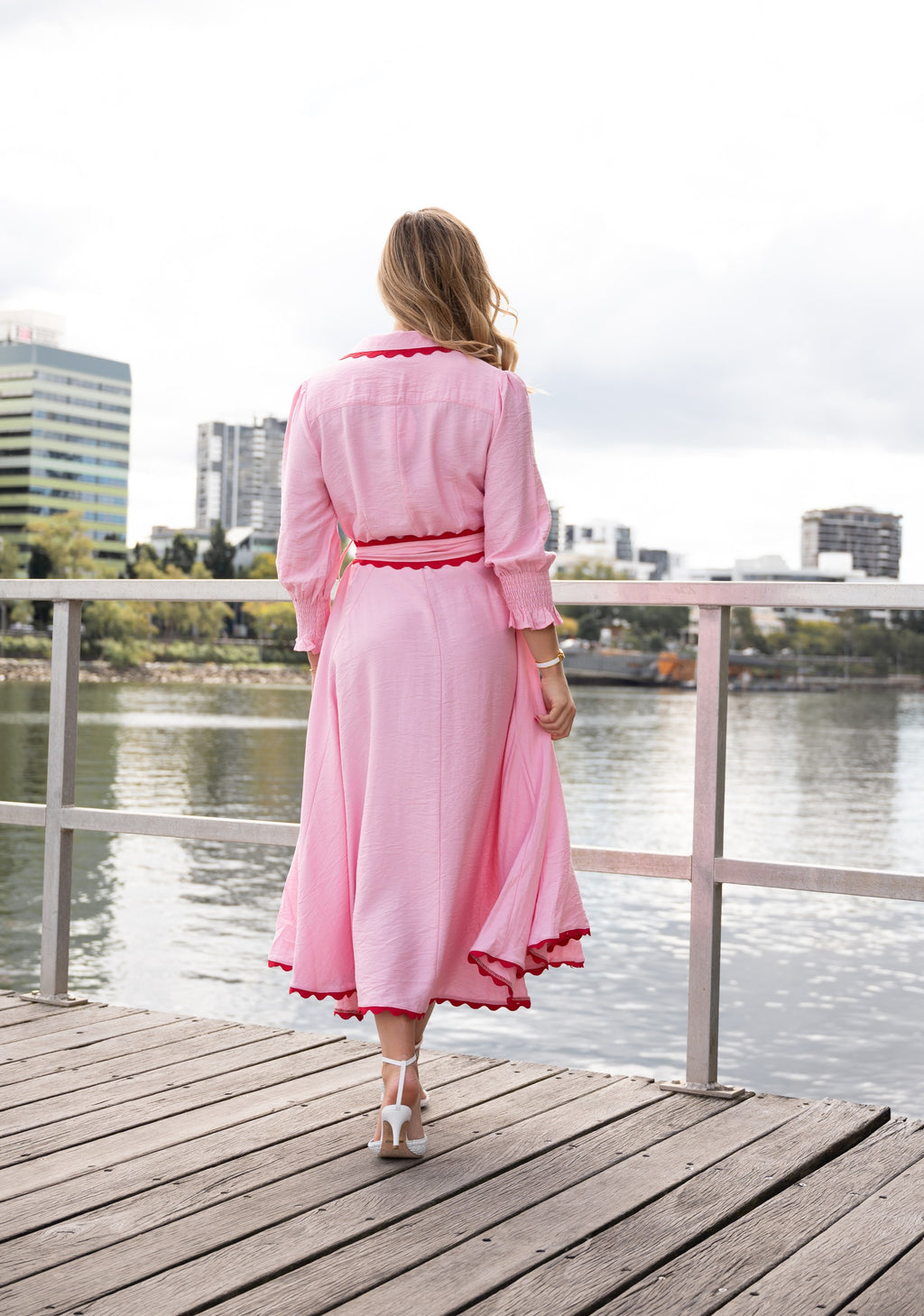 MIDI LIGHT PINK WITH RED RIC RAC