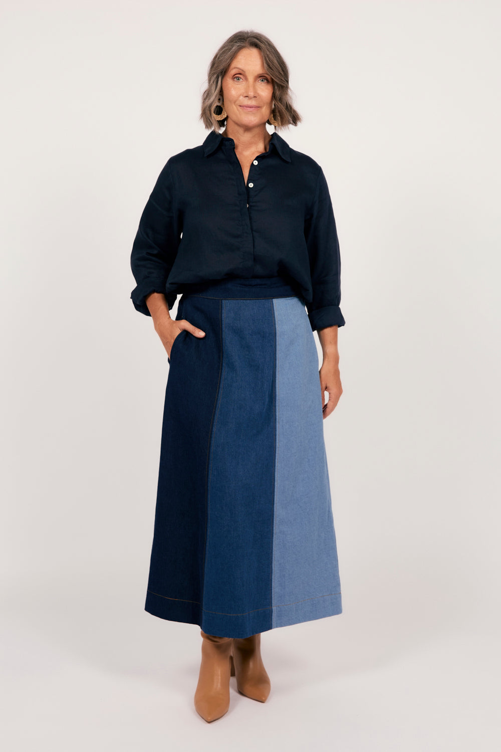 MADDY DENIM LIGHT PANEL SKIRT