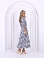NAVY AND WHITE STRIPE DRESS