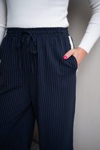 NAVY PANTS WHITE STRIPE