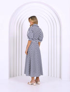NAVY AND WHITE STRIPE DRESS
