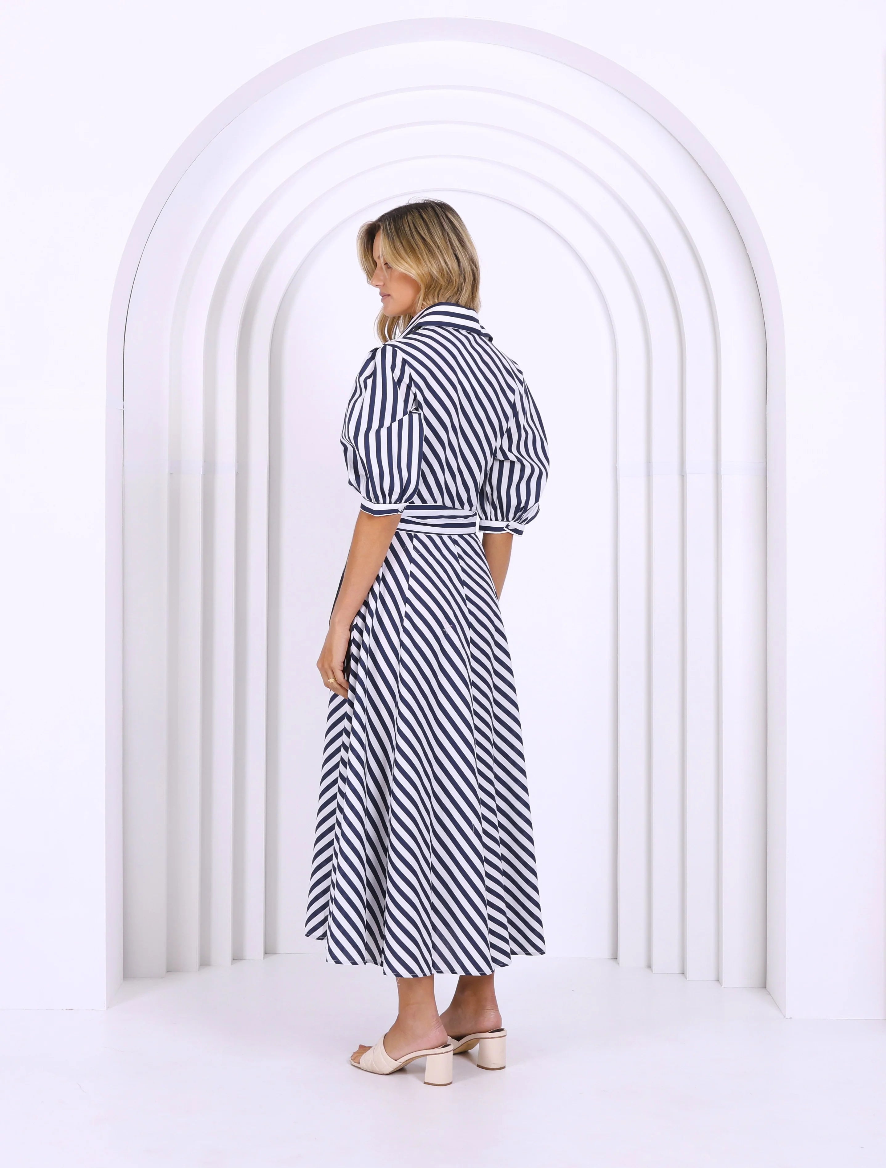 NAVY AND WHITE STRIPE DRESS