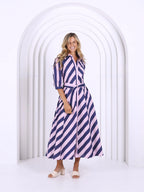 NAVY AND LIGHT PINK STRIPE DRESS