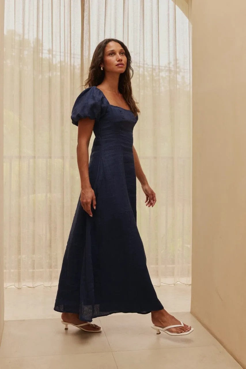 NAVY LINEN MAXI