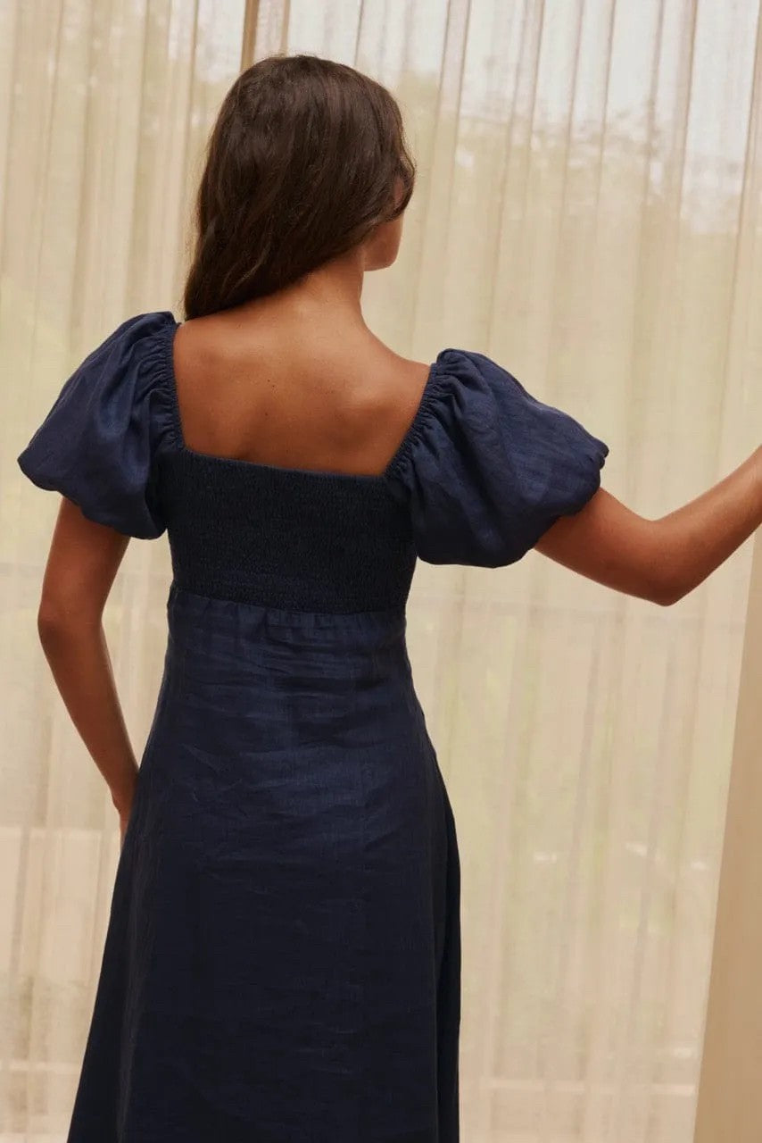 NAVY LINEN MAXI