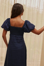 NAVY LINEN MAXI