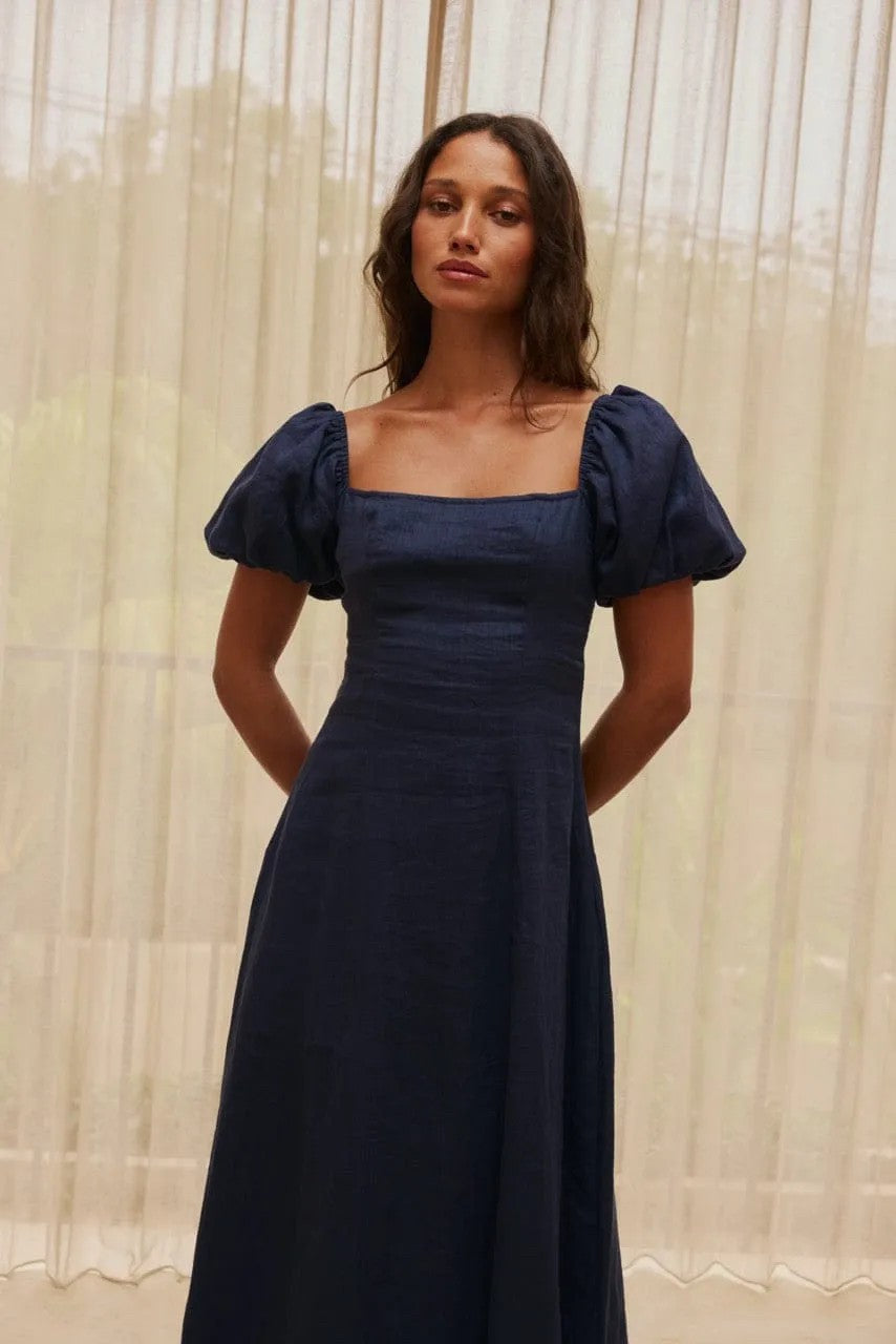 NAVY LINEN MAXI