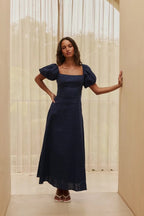 NAVY LINEN MAXI