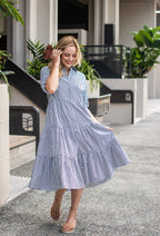 TIME LESS NAVY AND WHITE STRIPE DRESS