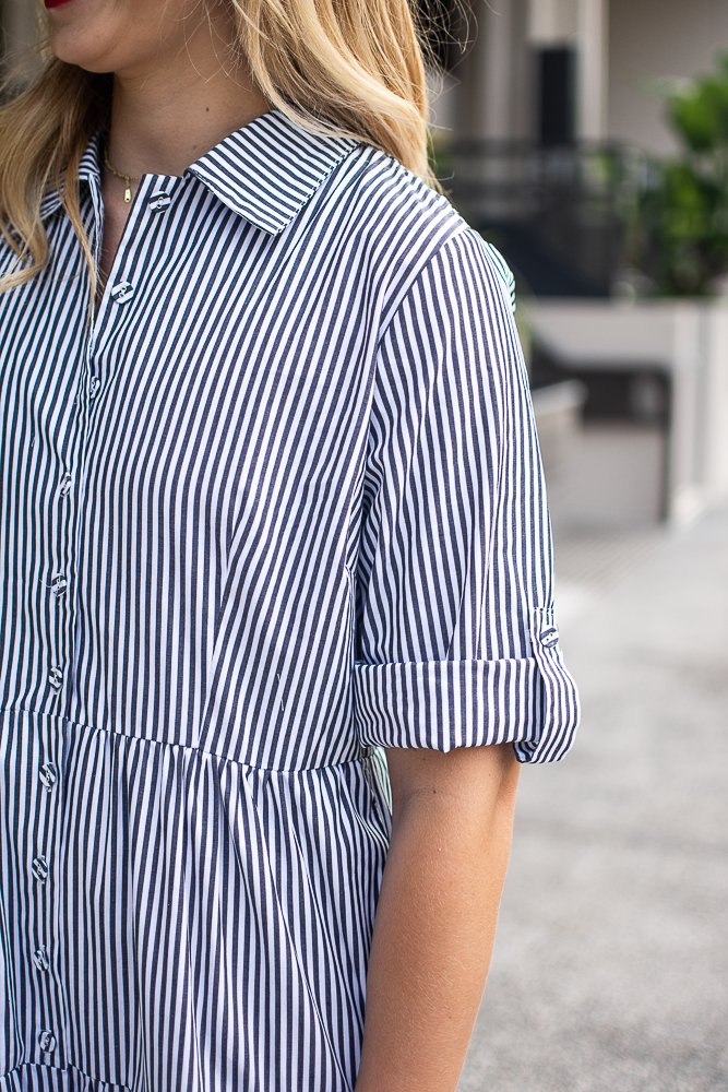 TIME LESS NAVY AND WHITE STRIPE DRESS