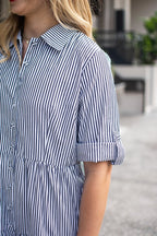 TIME LESS NAVY AND WHITE STRIPE DRESS