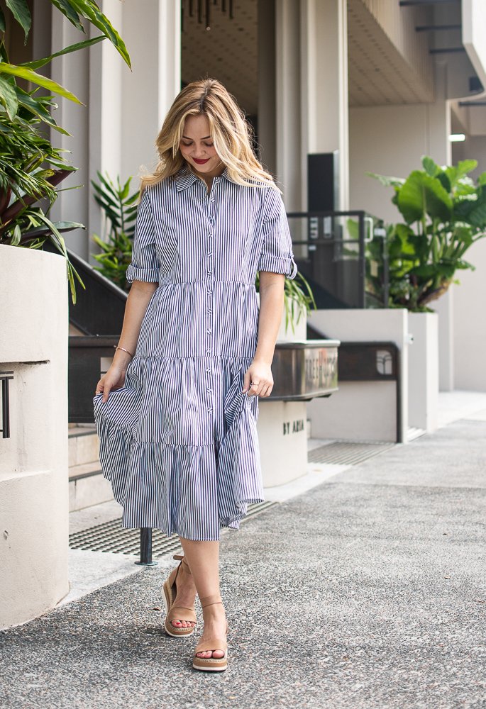 TIME LESS NAVY AND WHITE STRIPE DRESS