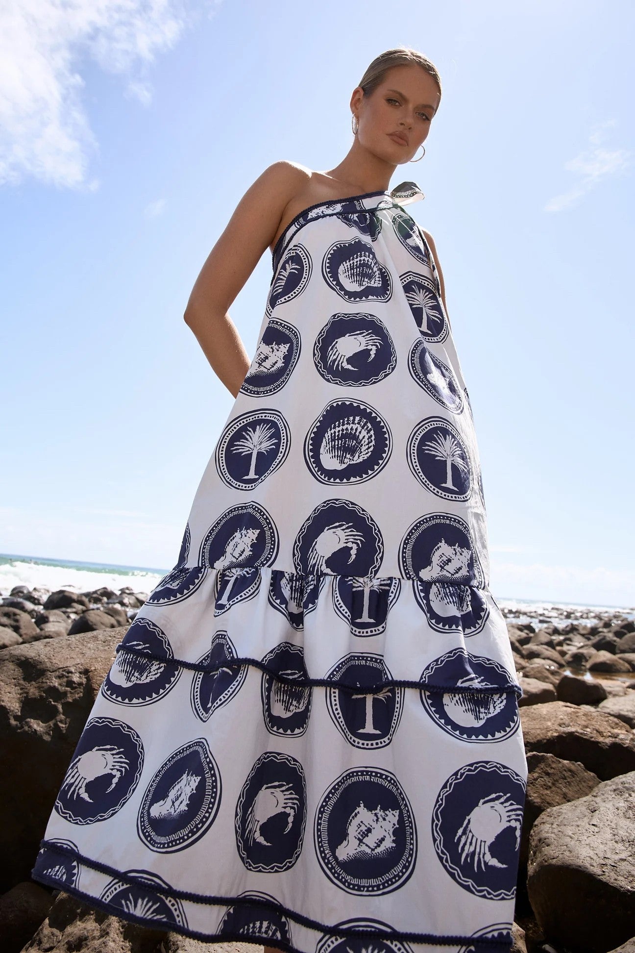 NAVY OCEAN BREZZE EXCLUSIVE PRINTED DRESS