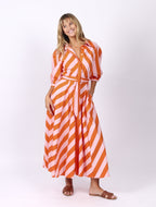 ORANGE AND LIGHT PINK STRIPE DRESS