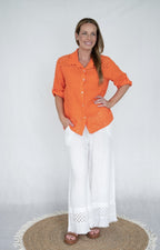 ORANGE LINEN BLOSSOM BLOUSE