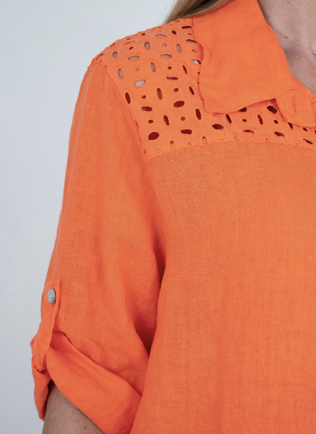 ORANGE LINEN BLOSSOM BLOUSE