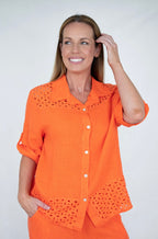 ORANGE LINEN BLOSSOM BLOUSE