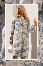 BLUE AND WHITE OVERSIZE SHIRT DRESS