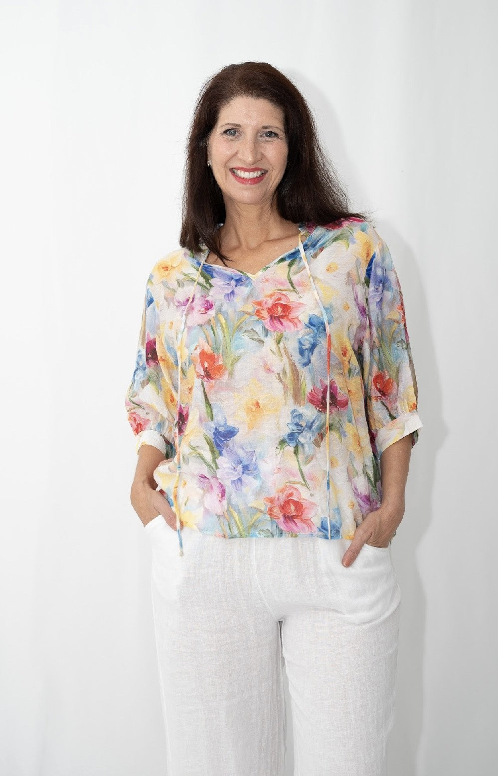 PAINTED FLOWERS BLOUSE