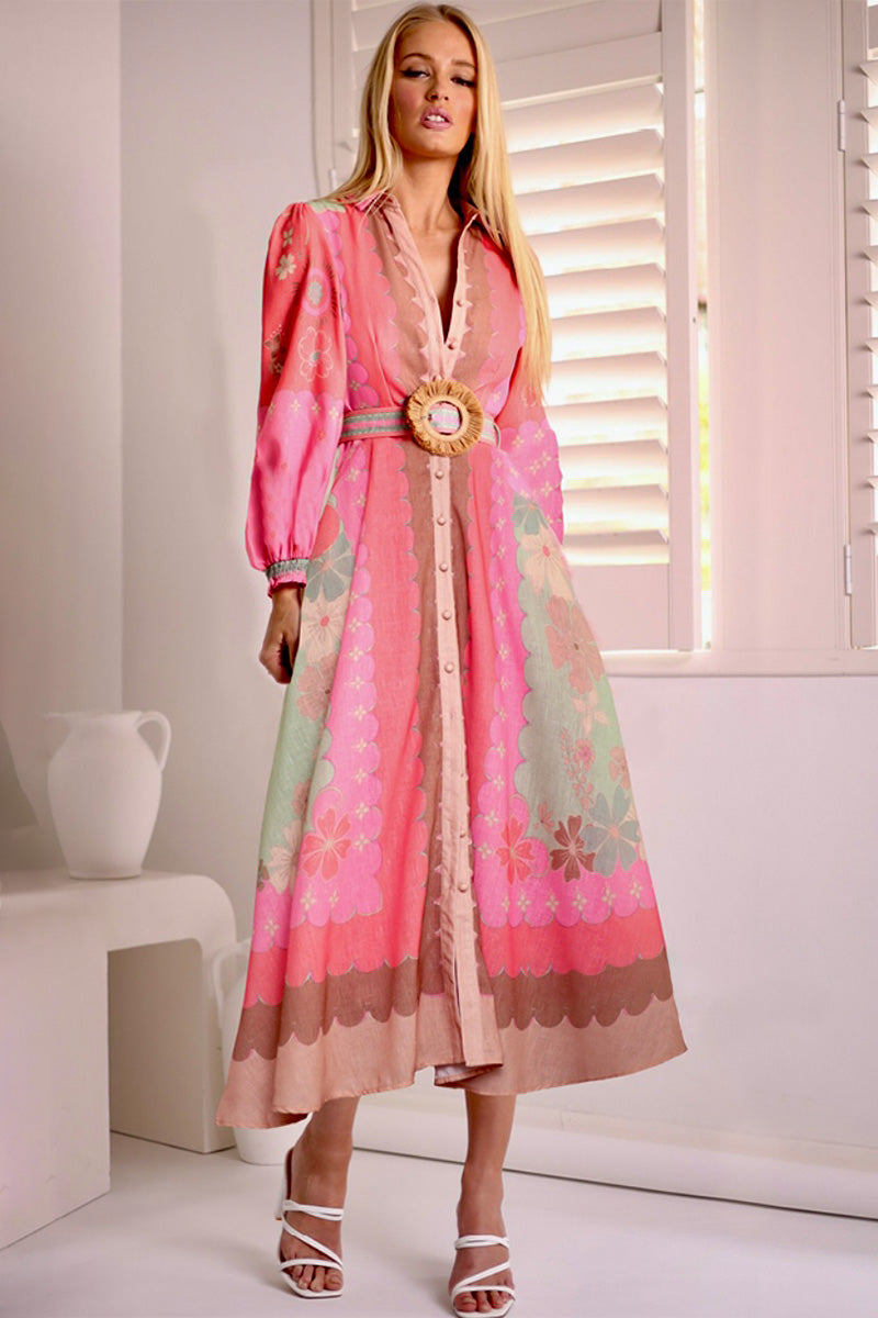 PINK MILAN LINEN BLEND MAXI