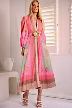 PINK MILAN LINEN BLEND MAXI