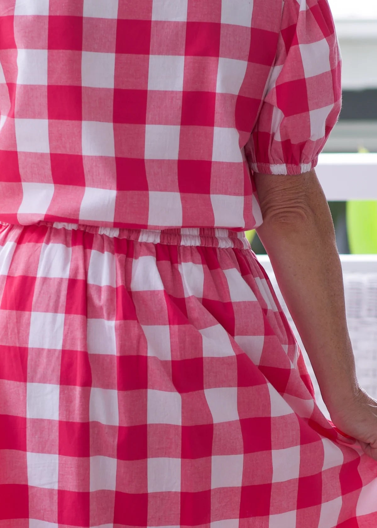 GINGHAM PINK AND WHITE SKIRT