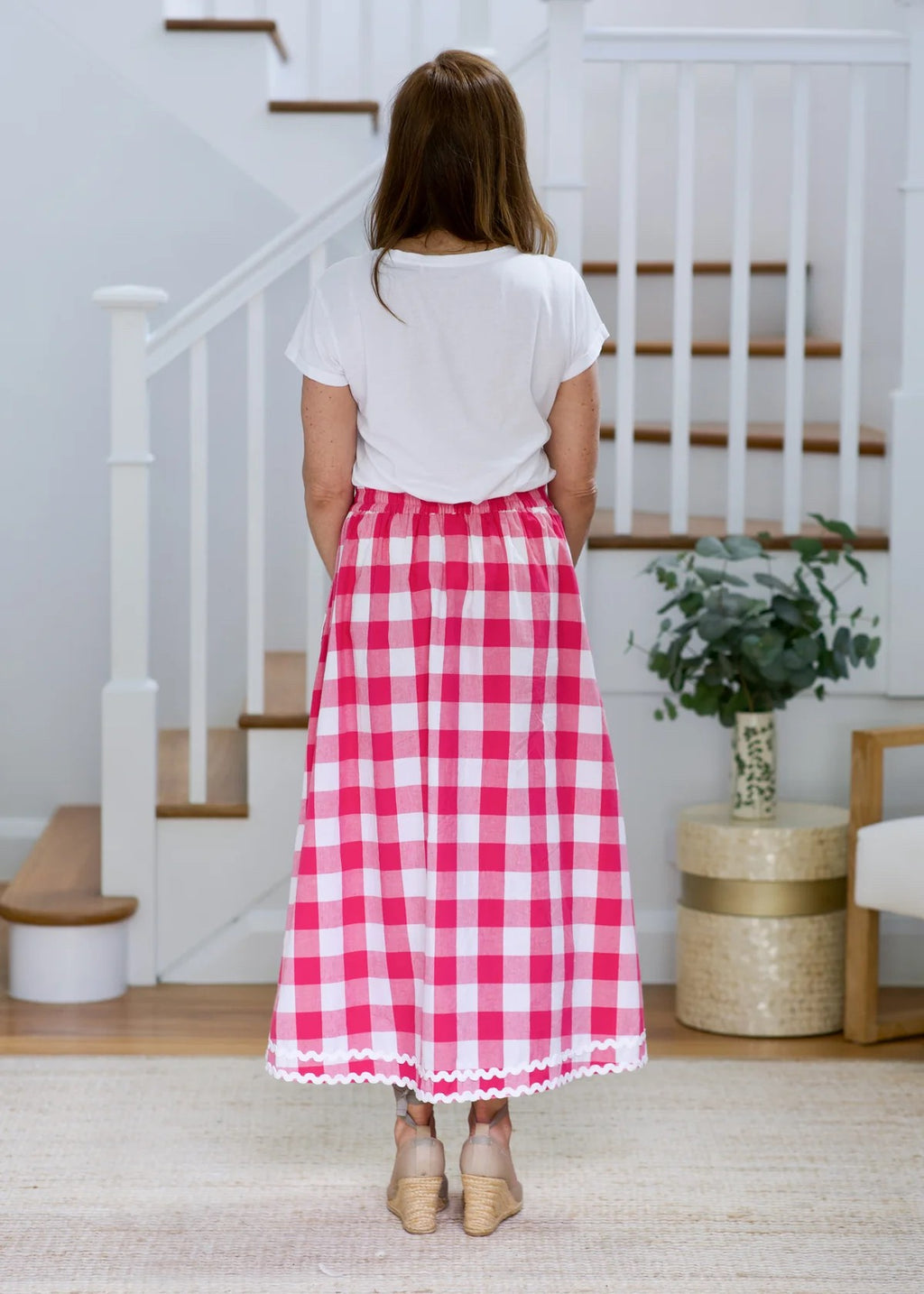 GINGHAM PINK AND WHITE SKIRT