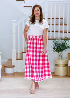 GINGHAM PINK AND WHITE SKIRT