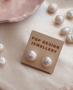 POP DESIGN  LARGE STUD FRESHWATER PEARLS EARRINGS