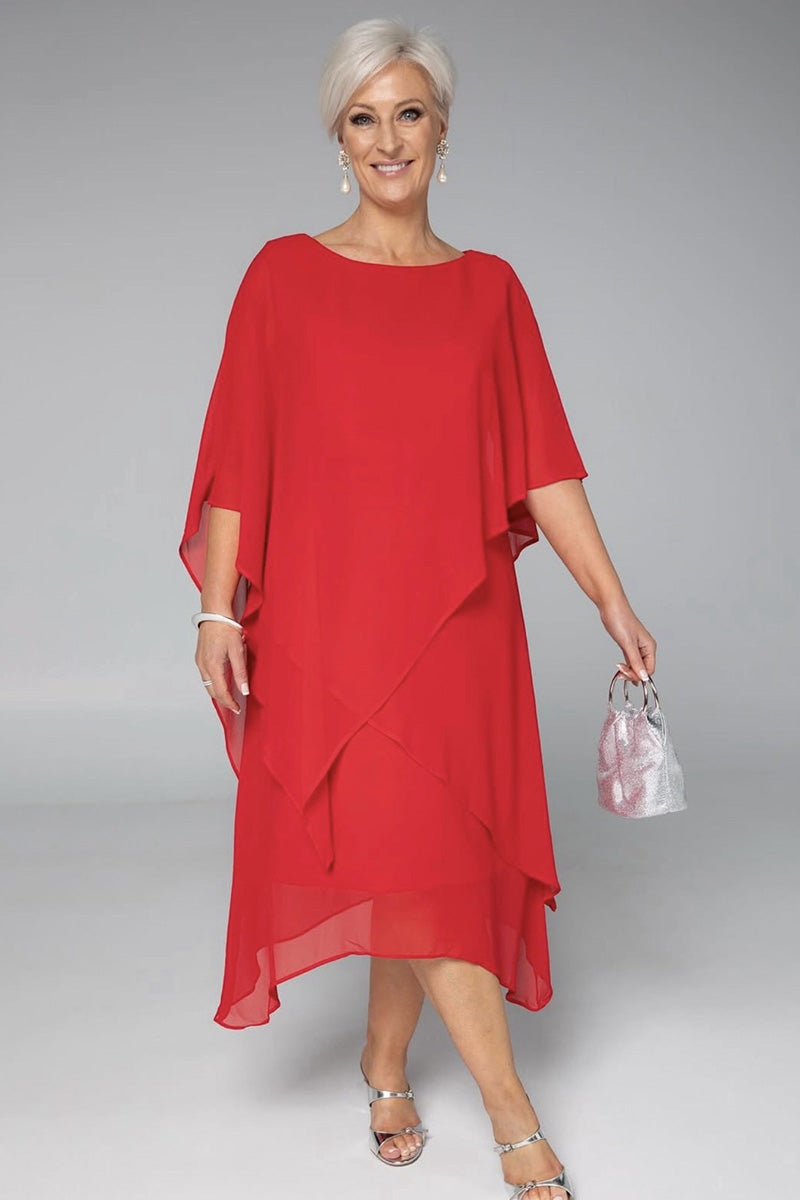 RED CHIFFON LAYED FORMAL EVENT DRESS